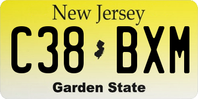 NJ license plate C38BXM
