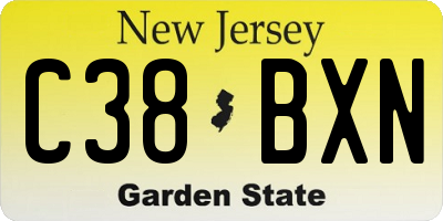 NJ license plate C38BXN