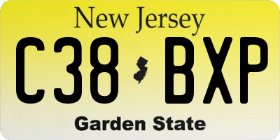 NJ license plate C38BXP