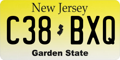 NJ license plate C38BXQ