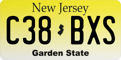 NJ license plate C38BXS
