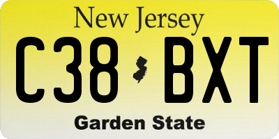 NJ license plate C38BXT