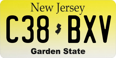 NJ license plate C38BXV