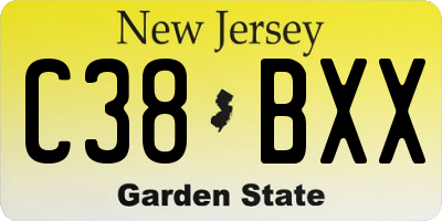 NJ license plate C38BXX