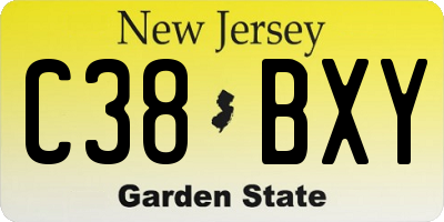 NJ license plate C38BXY