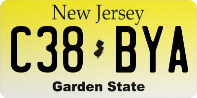 NJ license plate C38BYA