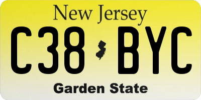 NJ license plate C38BYC