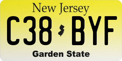 NJ license plate C38BYF