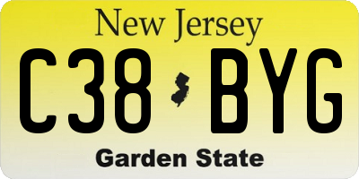 NJ license plate C38BYG