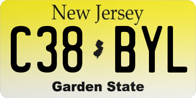 NJ license plate C38BYL