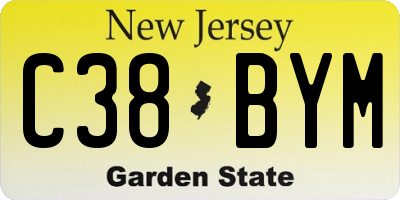 NJ license plate C38BYM