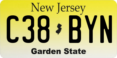 NJ license plate C38BYN