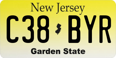 NJ license plate C38BYR