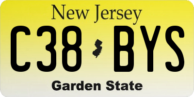 NJ license plate C38BYS