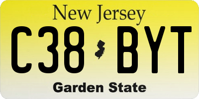 NJ license plate C38BYT