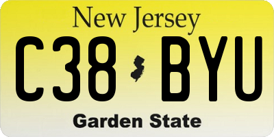 NJ license plate C38BYU
