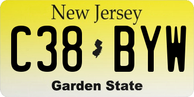 NJ license plate C38BYW