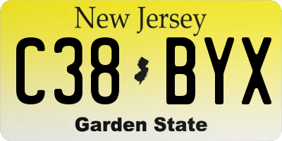 NJ license plate C38BYX