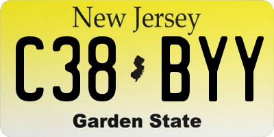 NJ license plate C38BYY
