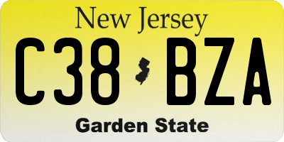NJ license plate C38BZA