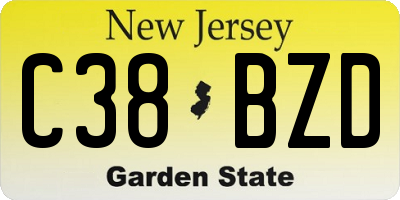 NJ license plate C38BZD