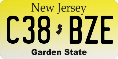 NJ license plate C38BZE