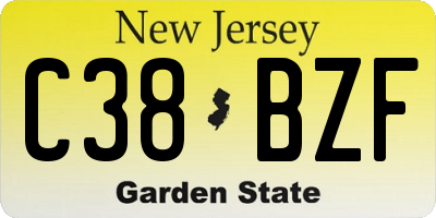 NJ license plate C38BZF