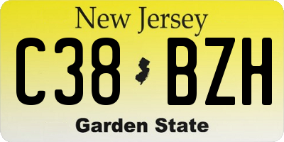 NJ license plate C38BZH