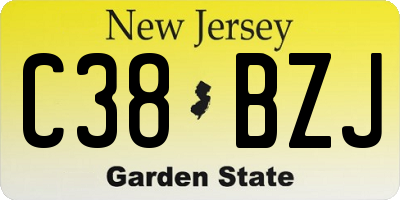NJ license plate C38BZJ
