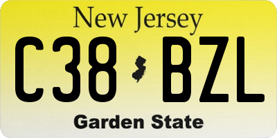 NJ license plate C38BZL
