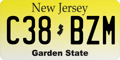 NJ license plate C38BZM