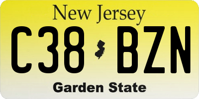 NJ license plate C38BZN