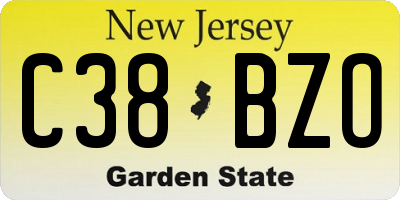 NJ license plate C38BZO