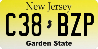 NJ license plate C38BZP