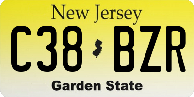 NJ license plate C38BZR