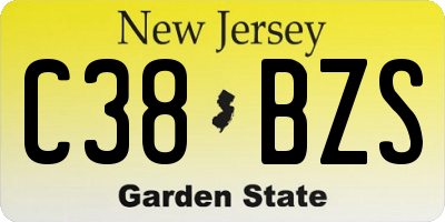 NJ license plate C38BZS