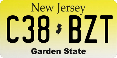 NJ license plate C38BZT