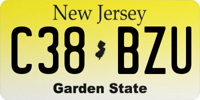 NJ license plate C38BZU
