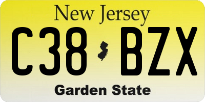 NJ license plate C38BZX