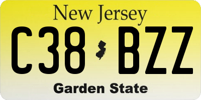 NJ license plate C38BZZ