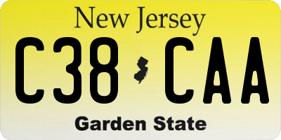 NJ license plate C38CAA