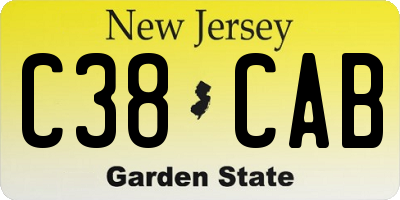 NJ license plate C38CAB