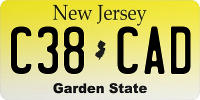 NJ license plate C38CAD