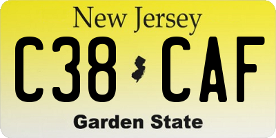 NJ license plate C38CAF