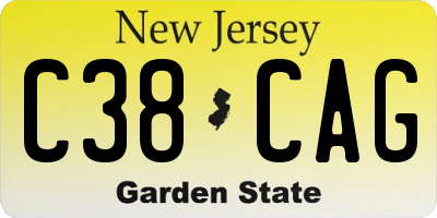 NJ license plate C38CAG