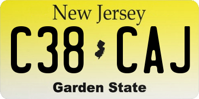 NJ license plate C38CAJ