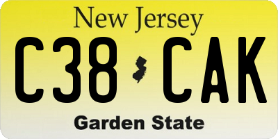 NJ license plate C38CAK
