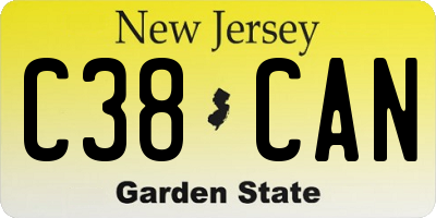 NJ license plate C38CAN