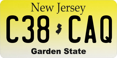 NJ license plate C38CAQ