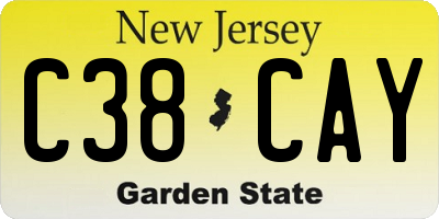 NJ license plate C38CAY